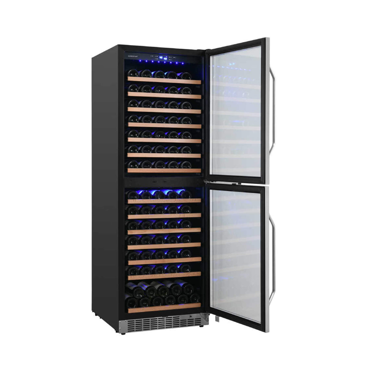 Edgestar 24-Inch 142 Bottle Built-In Dual Zone Double Door Wine Cooler With Door Lock [CWR1553DD]