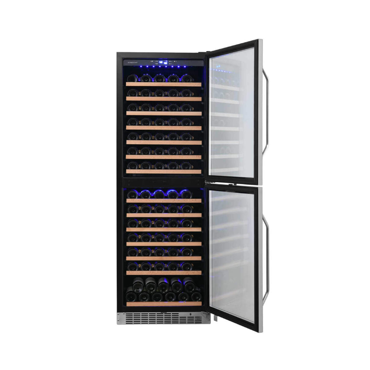 Edgestar 24-Inch 142 Bottle Built-In Dual Zone Double Door Wine Cooler With Door Lock [CWR1553DD]