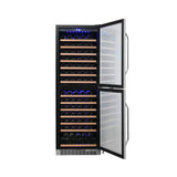 Edgestar 24-Inch 142 Bottle Built-In Dual Zone Double Door Wine Cooler With Door Lock [CWR1553DD]