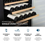 Edgestar 24-Inch Wide 111 Bottle Capacity Freestanding Single Zone Wine Cooler [CWR1212SZ]