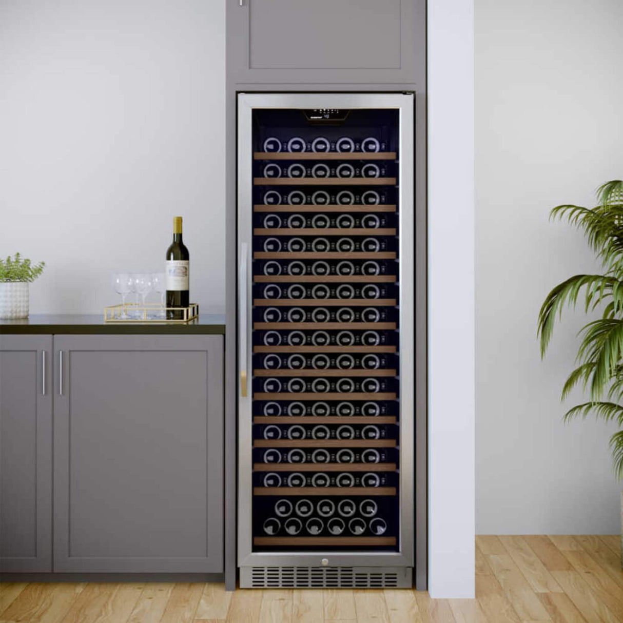 Edgestar 24-Inch Wide 151 Bottle Capacity Freestanding Single Zone Wine Cooler With Even Cooling Technology
