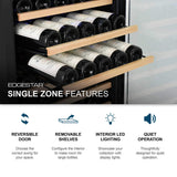 Edgestar 24-Inch Wide 151 Bottle Capacity Freestanding Single Zone Wine Cooler With Even Cooling Technology