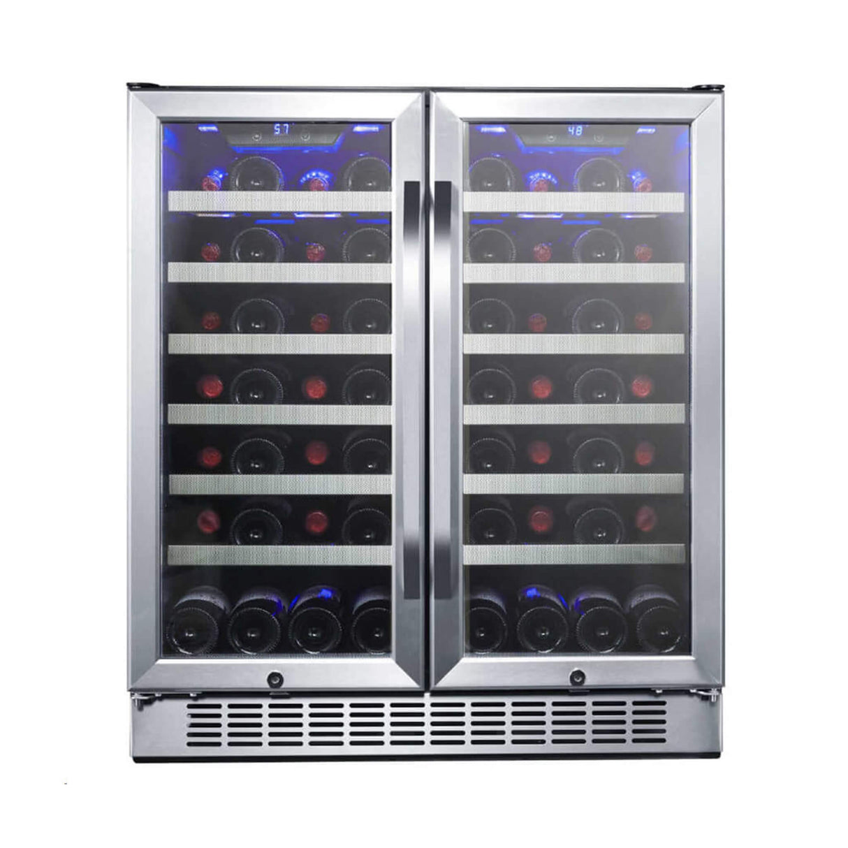 Edgestar 30-Inch Wide 56 Bottle Capacity Built-In French Door Wine Cooler With Door Locks [CWR5631FD]