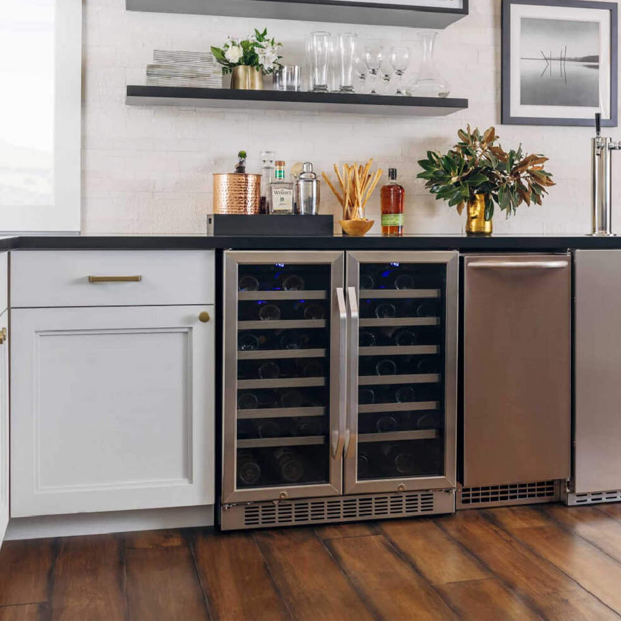 Edgestar 30-Inch Wide 56 Bottle Capacity Built-In French Door Wine Cooler With Door Locks [CWR5631FD]