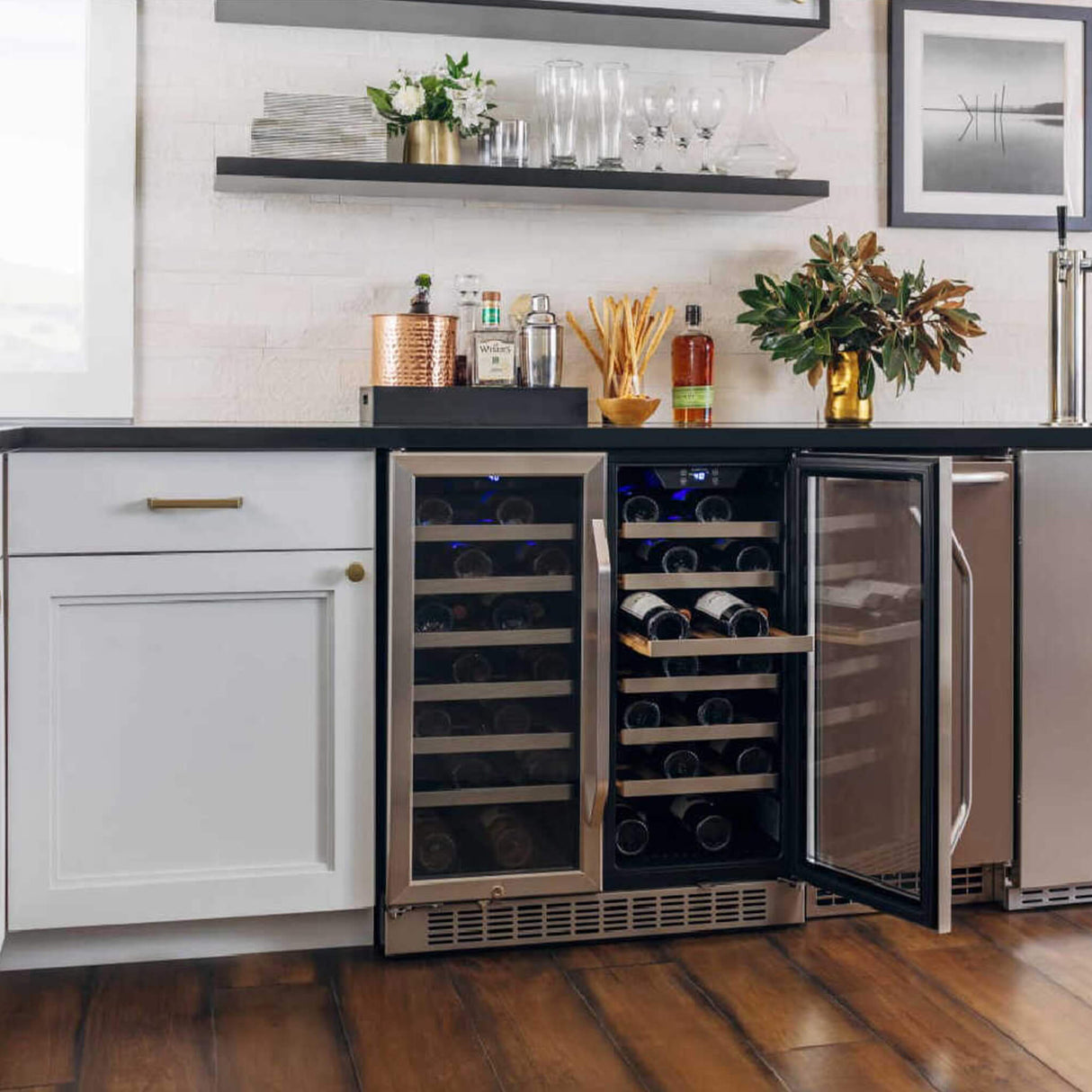 Edgestar 30-Inch Wide 56 Bottle Capacity Built-In French Door Wine Cooler With Door Locks [CWR5631FD]