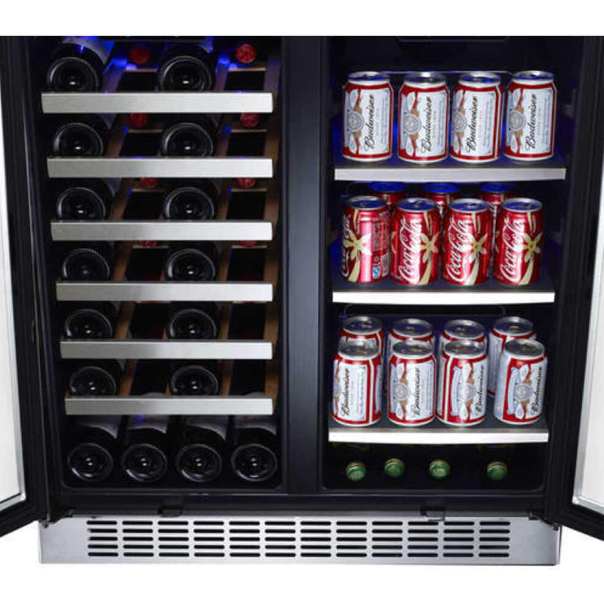 Edgestar 30-Inch Wide 28 Bottle Built In Dual Zone Beverage Center With 86 Can Capacity