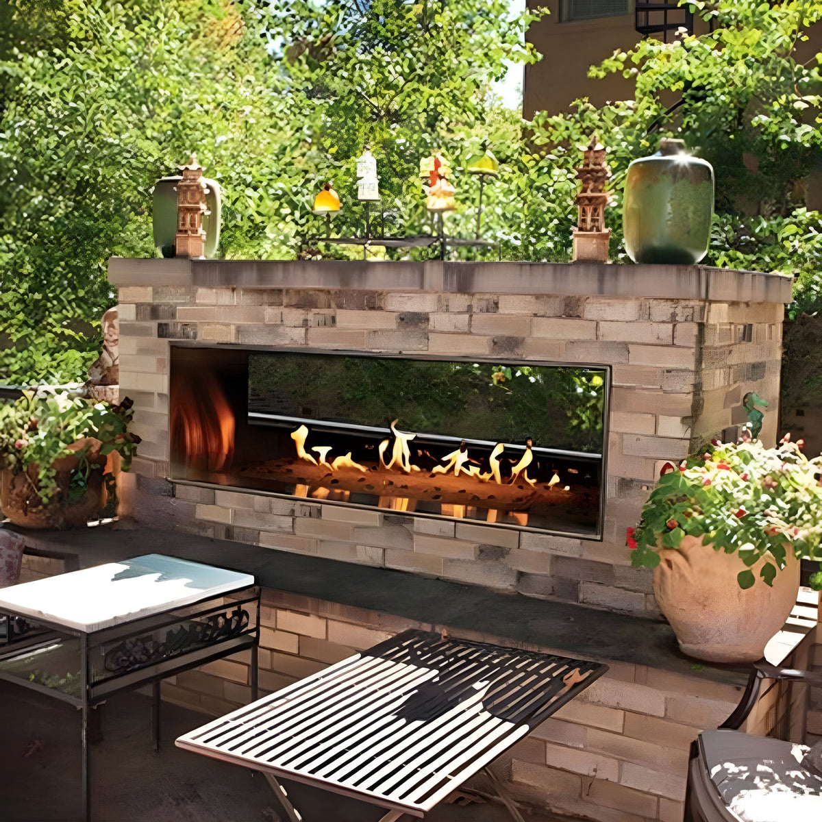 Empire Comfort Systems Carol Rose Coastal Natural Gas Outdoor Linear See Through Fireplace [OLL48/60SP12SN]