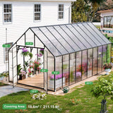 [10X20FT] Extra-Large Heavy-Duty Outdoor Backyard Greenhouse With Adjustable Roof Vents, 4MM (SAK59482)
