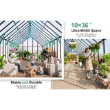 [10X36FT] Extra-Large Heavy-Duty Outdoor Walk-In Greenhouse With Adjustable Roof Vents, 4MM (SAK26174)