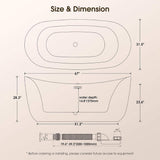 Nuvia Verano Freestanding Whirlpool Air Bubble LED Massage Bathtub (SAK47639)
