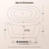 Nuvia Verano Freestanding Whirlpool Air Bubble LED Massage Bathtub (SAK47639)
