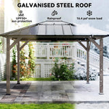 [08X10] Alora Heavy-Duty Fir Wood Hardtop Gazebo With Galvanized Steel Roof And Ceiling Hooks (SAK29467)