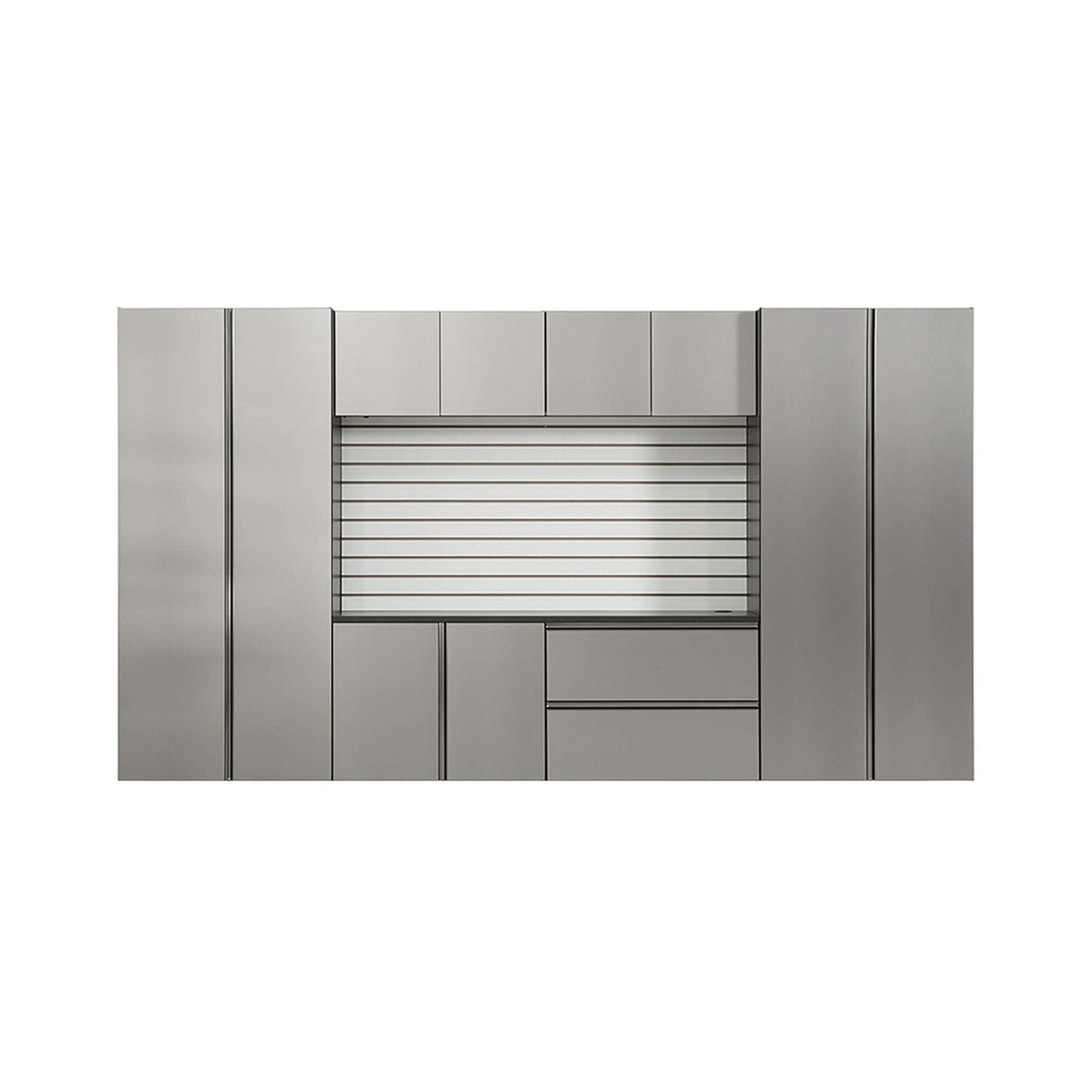 Alora Heavy-Duty Wall-Mounted Metallic Gray Garage Cabinet Set With Soft Closing Doors And Drawers (SAK24368)