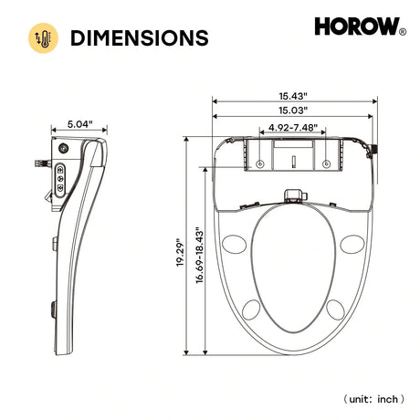 HOROW Bidet Toilet Seat With Heated Seat Dryer bidet Model B0503