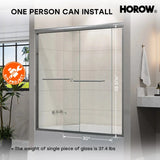 60 Inch Brushed Nickel Bathtub Glass Door – 1/4" Tempered Glass, Model BE6060-BN