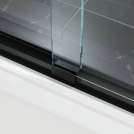 60 Inch Matte Black Bathtub Shower Door – BE6060-MB with Anti-Jumping Glass