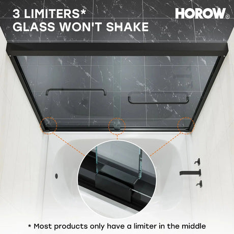 60 Inch Matte Black Bathtub Shower Door – BE6060-MB with Anti-Jumping Glass