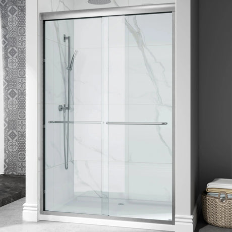 Brushed Nickel Double Sliding Shower Door with Wet-Dry Separation Model HR4872-BN