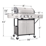Large Outdoor 42K BTU BBQ Stainless Steel Propane Gas Grill With 4 Burners