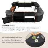 Alora Large Outdoor Quadrilateral Spa Surround Rattan Sectional Sofa Set With Storage Compartments (SAK80217)