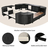 Alora Large Outdoor Quadrilateral Spa Surround Rattan Sectional Sofa Set With Storage Compartments (SAK80217)