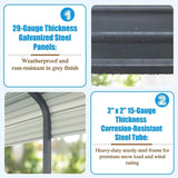 [12X20FT] Alora Premium Modern Heavy-Duty Outdoor Alloy Steel Carport Canopy (SAK91486)