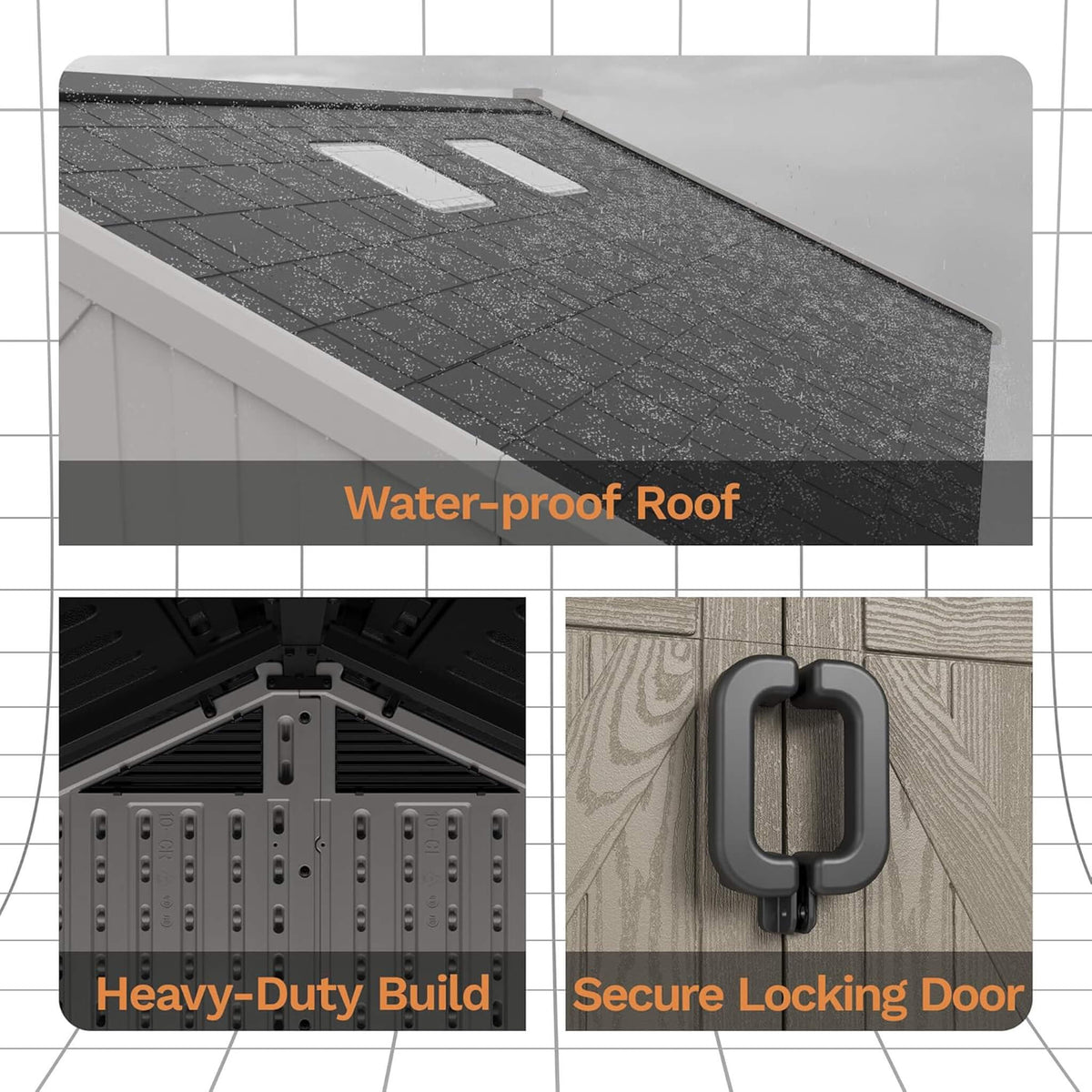 Alora Large Resin Outdoor Storage Shed With Floor, Windows, And Lockable Door