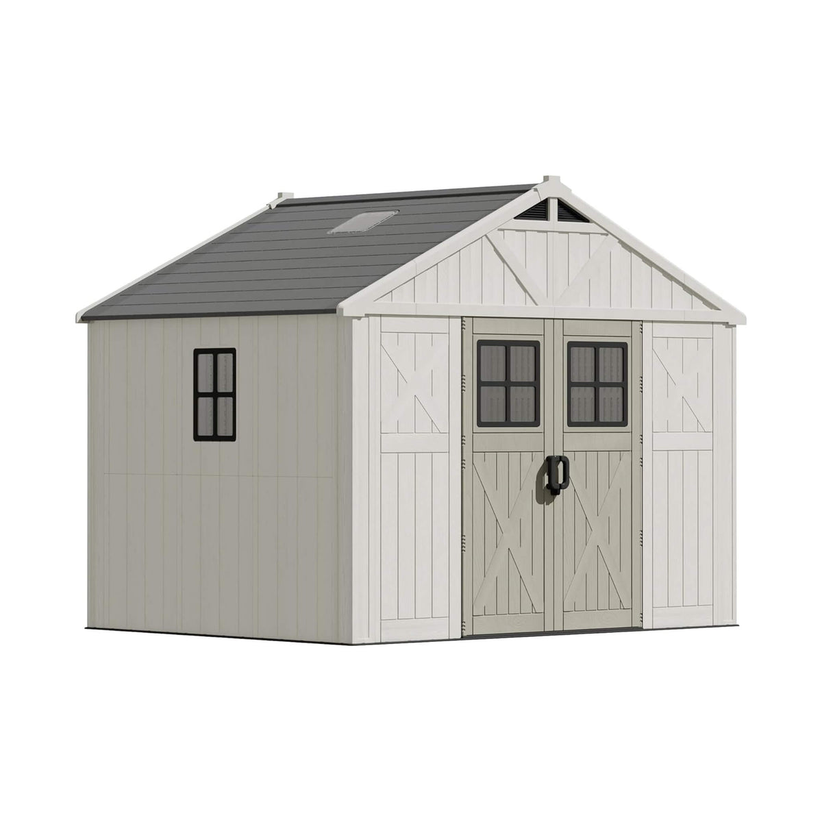 Alora Large Resin Outdoor Storage Shed With Floor, Windows, And Lockable Door