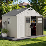 Alora Large Resin Outdoor Storage Shed With Floor, Windows, And Lockable Door