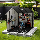 Alora Large Resin Outdoor Storage Shed With Floor, Windows, And Lockable Door