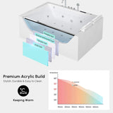 Nuvia Novara 71-Inch Luxury 2-Person Jetted Whirlpool Tub With Massage And Thermostat Control (SAK24590)
