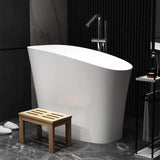 Nuvia Veloura Luxury 47-Inch White Freestanding Japanese-Styled Deep Stone Soaking Bathtub Resin (SAK84725)