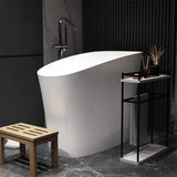 Nuvia Veloura Luxury 47-Inch White Freestanding Japanese-Styled Deep Stone Soaking Bathtub Resin (SAK84725)
