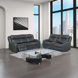 Nuvia Luxury 84-Inch Home Theater Power Reclining Sofa With LED Lights And Power Headrest (SAK83195)