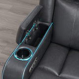 Nuvia Luxury 84-Inch Home Theater Power Reclining Sofa With LED Lights And Power Headrest (SAK83195)