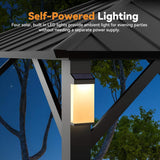 Alora Luxury Double Roof Hardtop Aluminum Gazebo With Decor Hooks, Mosquito Nettings, And LED Lights (SAK91824)