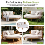 Alora Luxury Outdoor Acacia Wood Round Daybed With Cushions And Pillows (SAK40613)