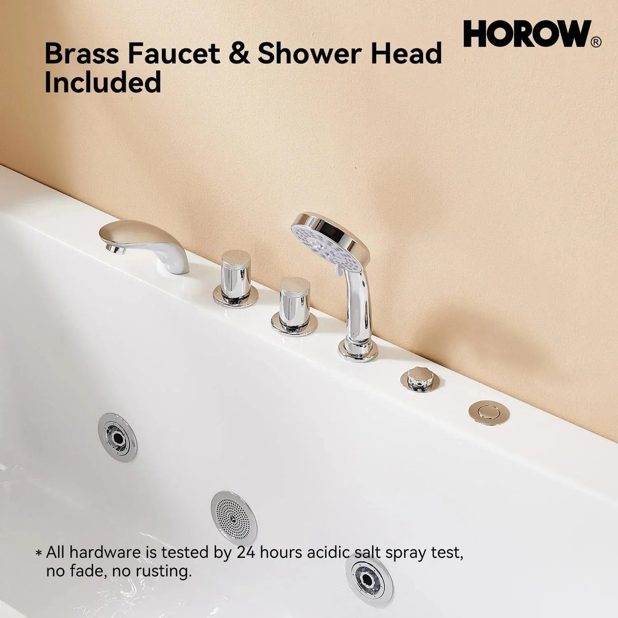 59 Inch Whirlpool Bathtub with Light and Shower Head Model M59-L
