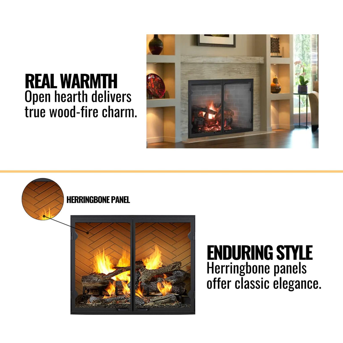 Majestic Biltmore 42-Inch Herringbone Pattern Open Wood Burning Fireplace [SB80HB]