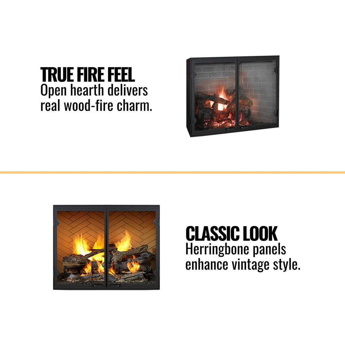 Majestic Biltmore 36-Inch Herringbone Pattern Open Wood-Burning Fireplace [SB60HB]
