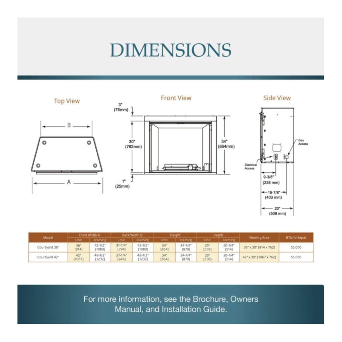 Majestic Courtyard 55K BTU 42-Inch Traditional Outdoor Gas Fireplace With Stacked Concrete Refractory [ODCOUG-42TS]
