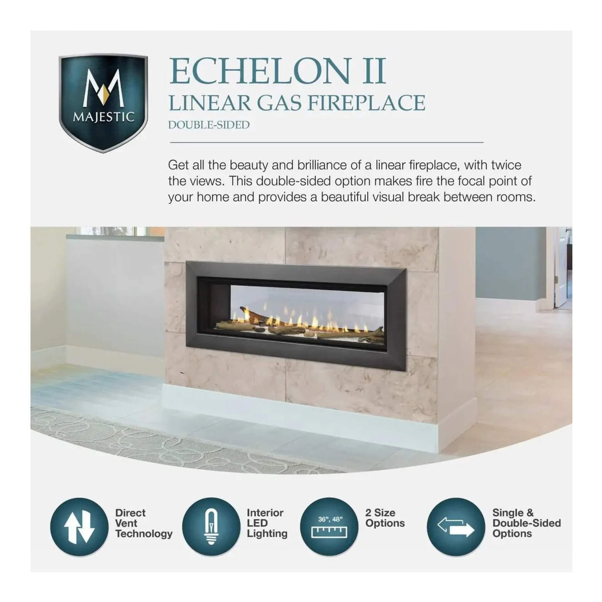 Majestic Echelon II 48-Inch See-Through Direct Vent Fireplace [ECHEL48STIN-C]