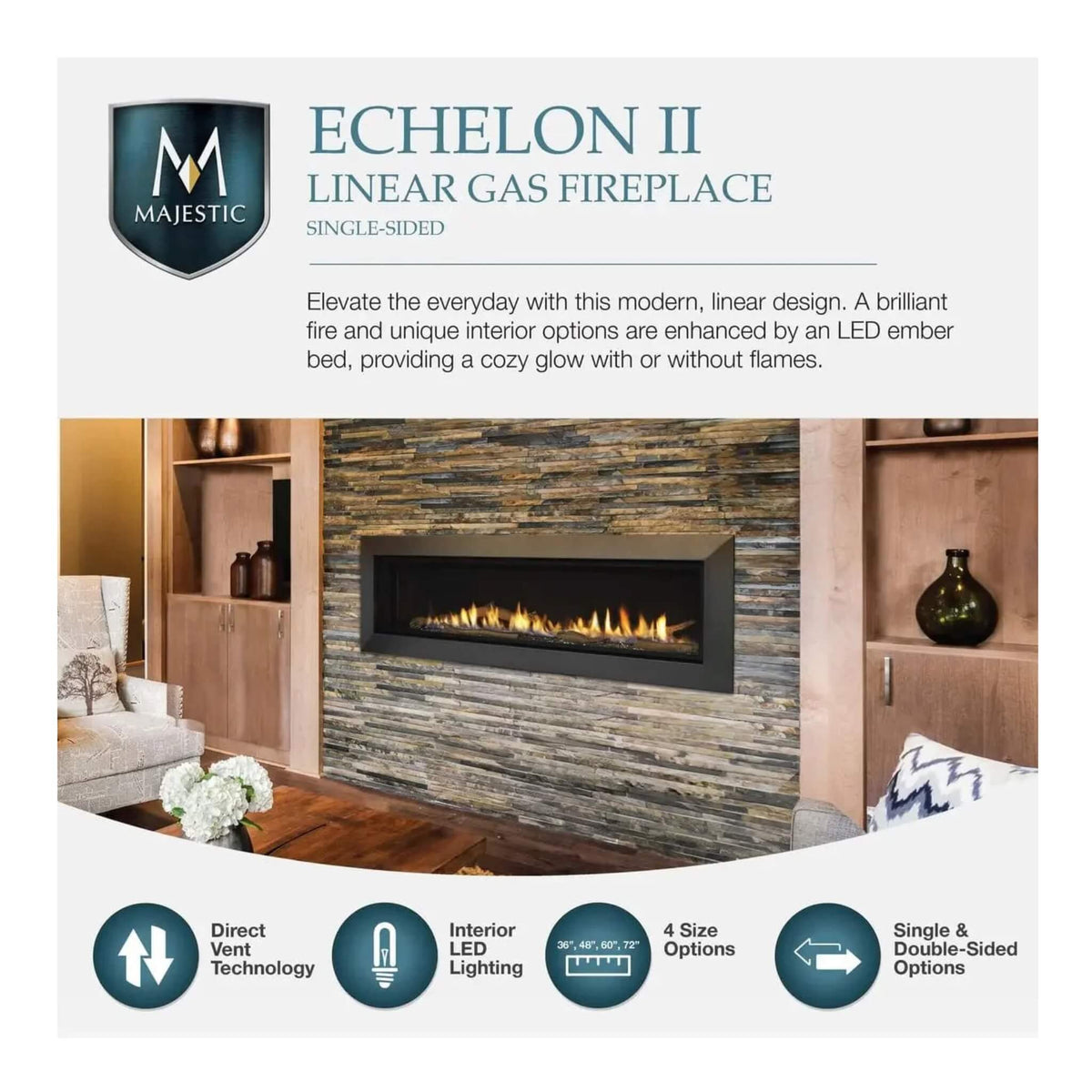Majestic Echelon II 48-Inch See-Through Direct Vent Fireplace [ECHEL48STIN-C]