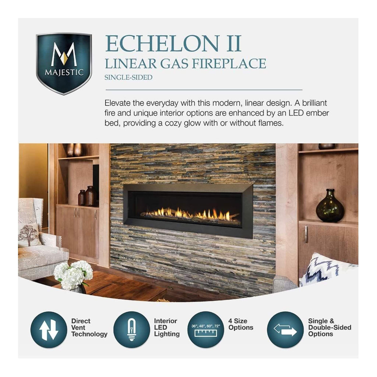Majestic Echelon II 60-Inch Linear Direct Vent Fireplace [ECHEL60IN-C]