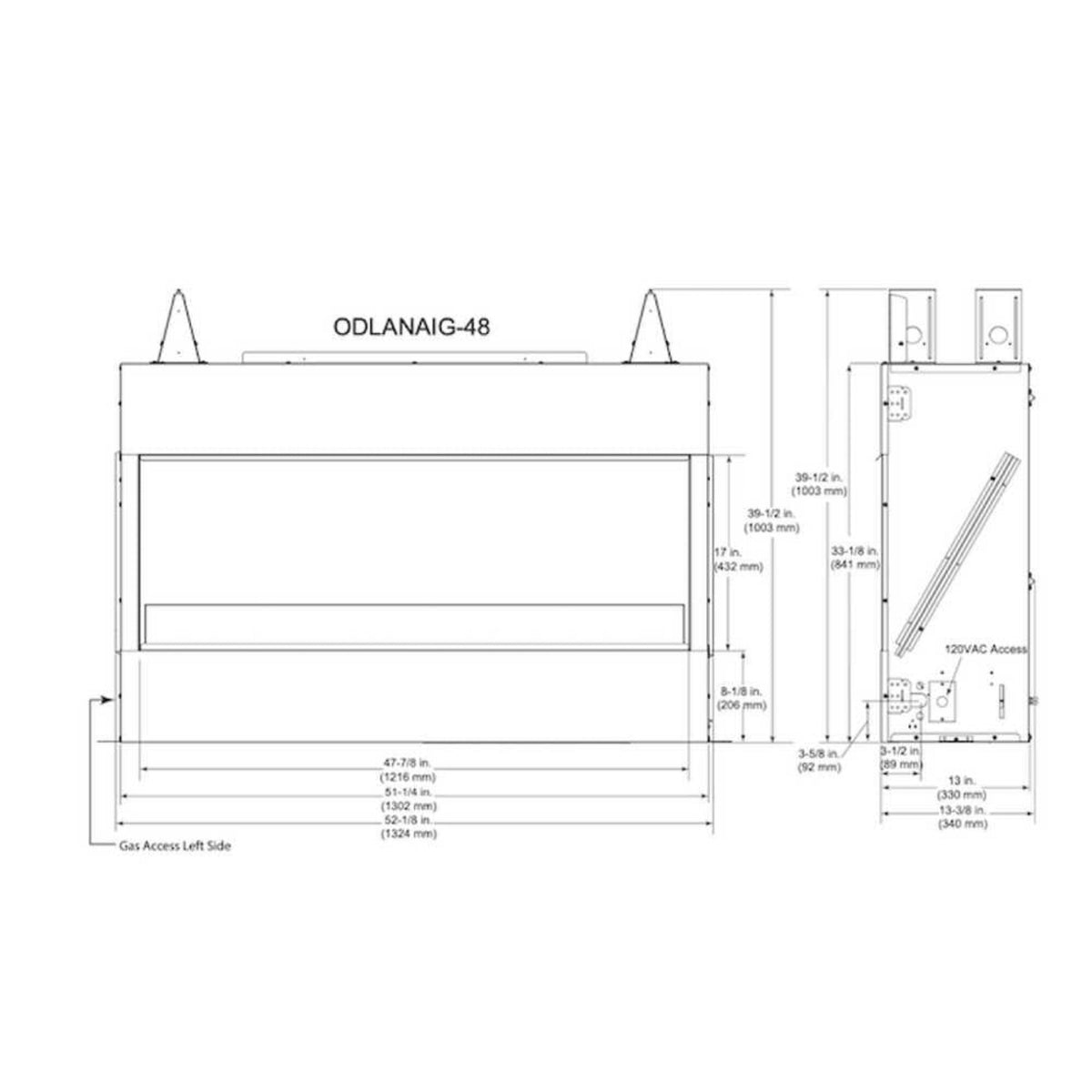 Majestic Lanai 48-Inch Single Sided Linear Outdoor Gas Fireplace [ODLANAIG-48]