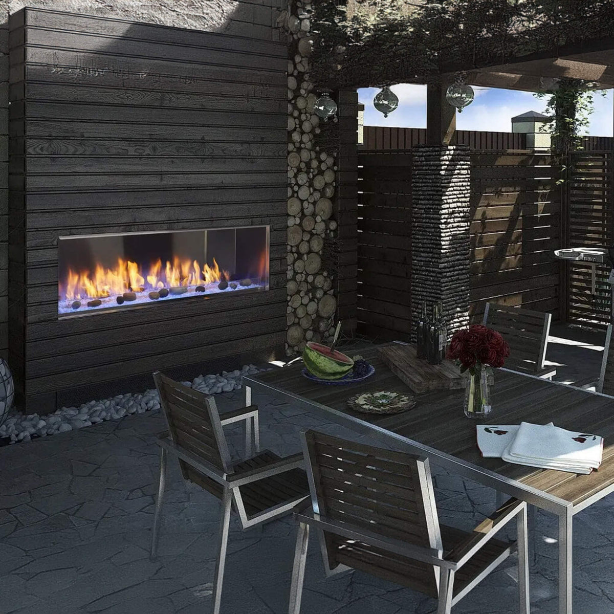 Majestic Lanai 48-Inch Single Sided Linear Outdoor Gas Fireplace [ODLANAIG-48]