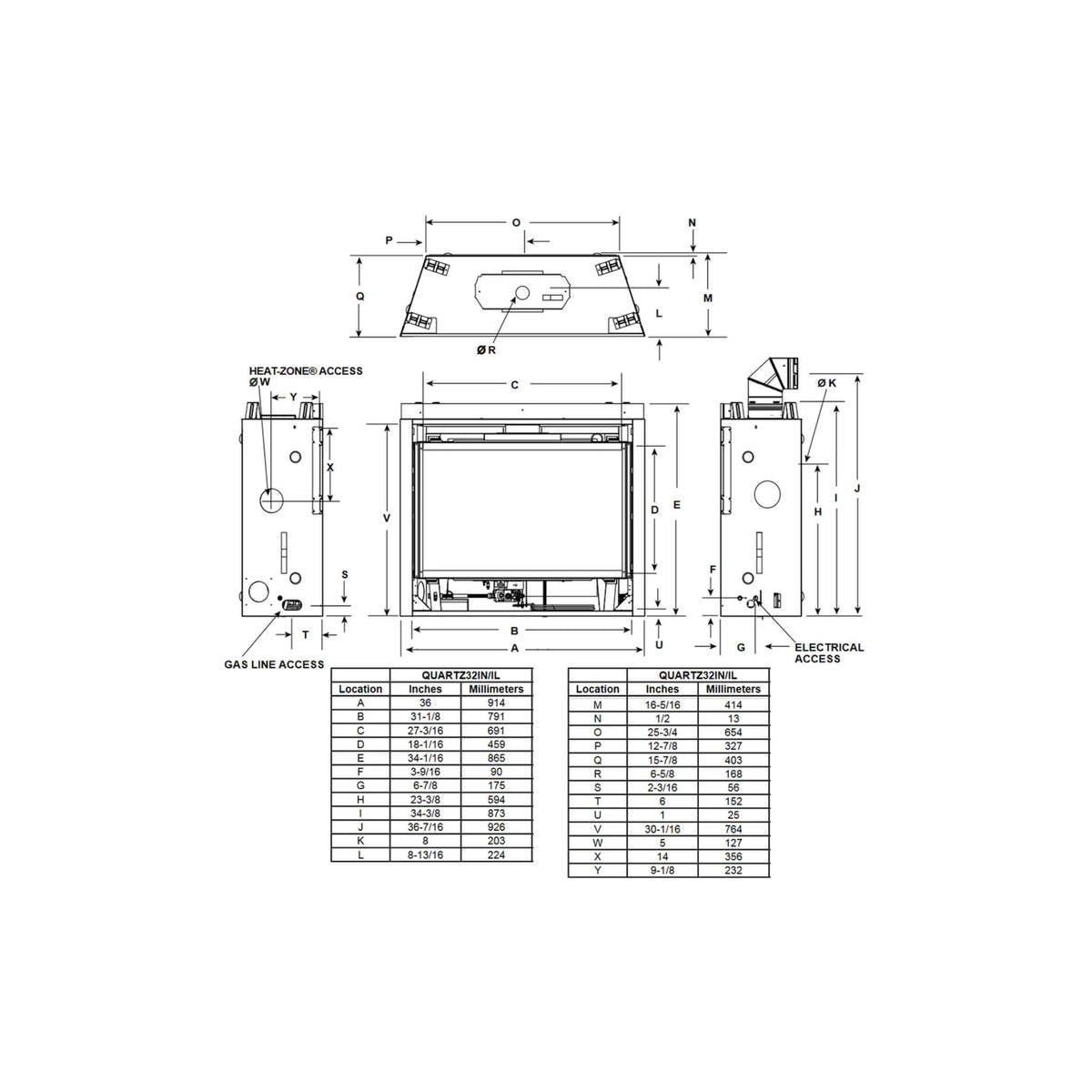 Majestic Quartz 32-Inch Direct Vent Natural Gas Fireplace [QUARTZ32IFTN]