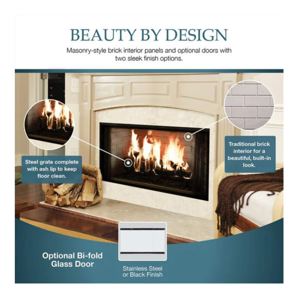 Majestic Royalton 42-Inch Wood-Burning Fireplace With Invisible Smoke Shield [BE42]