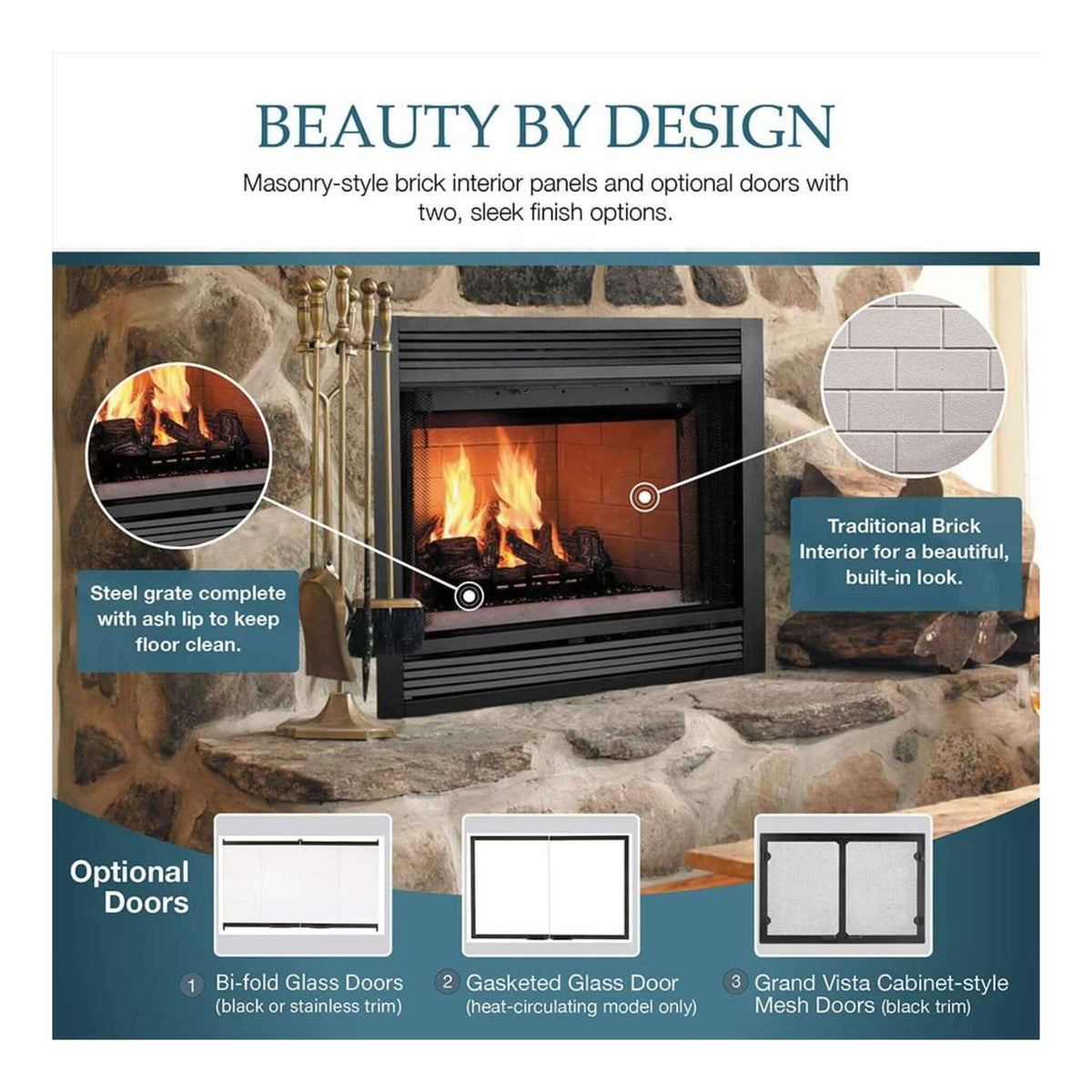 Majestic Sovereign 42-Inch Black Wood Burning Fireplace [SA42R/C]