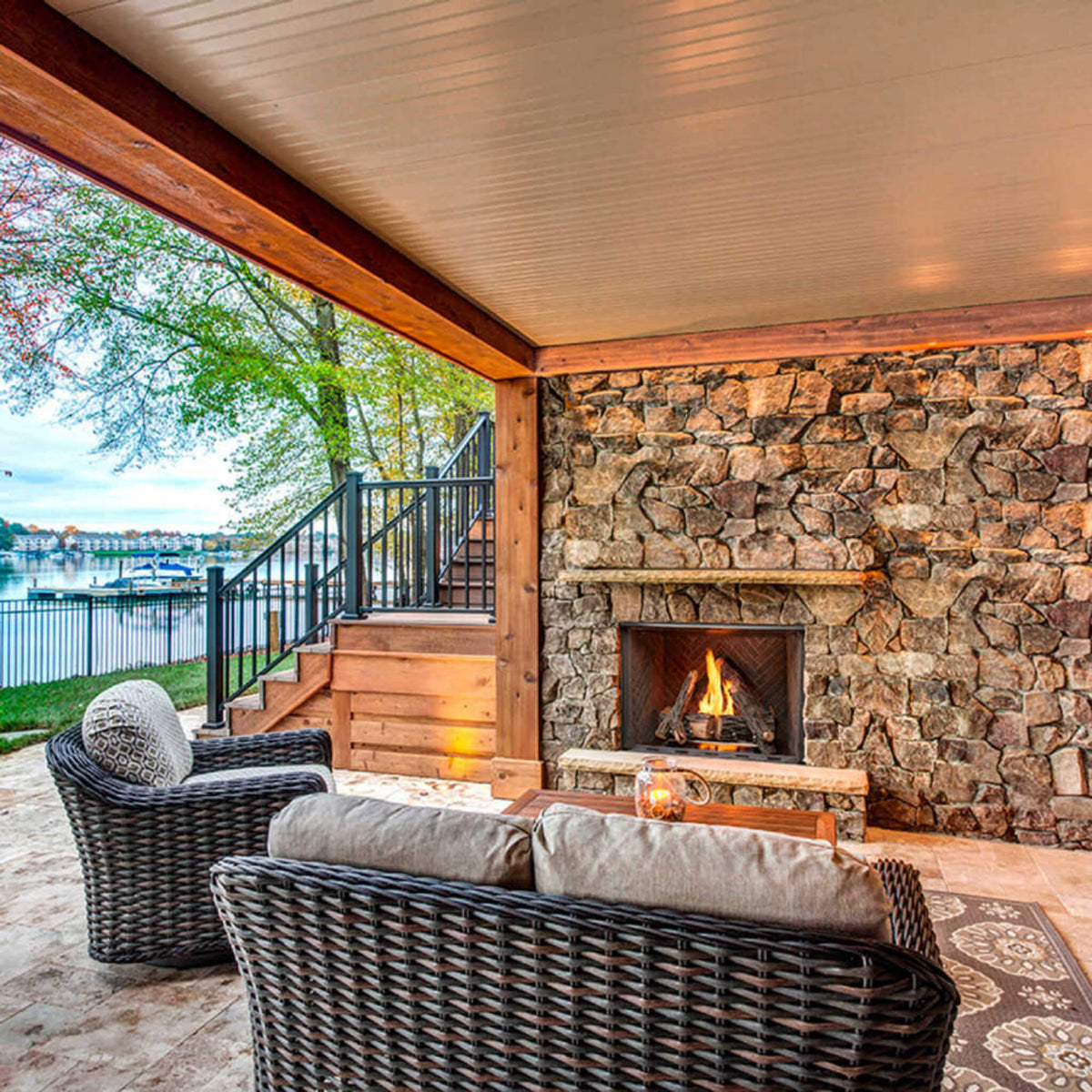 Majestic Traditional Stacked Brick Courtyard Outdoor Gas Fireplace [ODCOUG-36/42SSL]